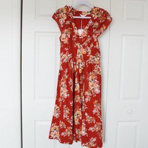 Lauren Conrad | V-Neck Midi Floral Dress | Medium
